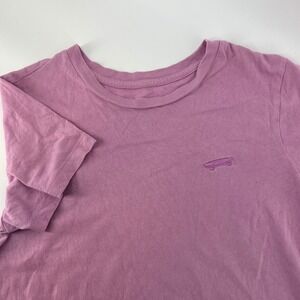Vans Womens Small Embroidered Skateboard Logo Pink Tee Skater Y2K
